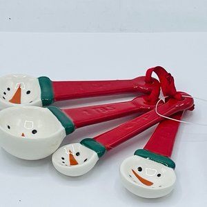 Vintage Sur La Table Ceramic Snowmen Measuring Spoons-excellent condition!